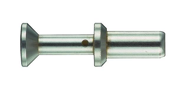 Metalowy sworzeń ze stożkową główką i cylindrycznym trzonkiem, prawdopodobnie element konstrukcyjny lub mocujący.