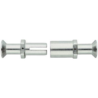 Metalowe złącze, składające się z wtyczki dwupinowej oraz odpowiadającego jej gniazda, przeznaczone do mocowań mechanicznych.