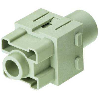 Element wykonany z tworzywa sztucznego o prostokątnym kształcie i cylindrycznym zakończeniu, prawdopodobnie wtyk lub adapter, w jasnoszarym kolorze.