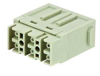Beżowy elektryczny złącz wielostykowy o prostokątnym kształcie i symetrycznym designie.