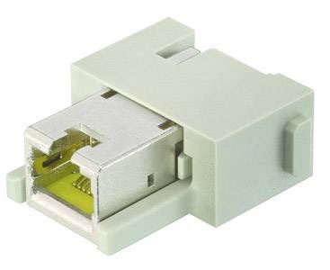 Zielony adapter łącznikowy RJ45 do połączeń kabli sieciowych, przedstawiający żeńskie złącze Ethernet.