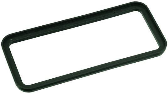 Prostokątna czarna ramka z tworzywa sztucznego, prawdopodobnie element obudowy lub uszczelnienia dla urządzenia technicznego.