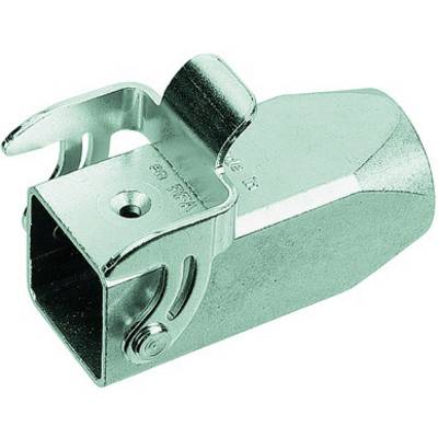 Metalowy adapter z prostokątnym złączem i okrągłym otworem, odpowiedni do zastosowań przemysłowych i zapewniający bezpieczne połączenia.