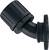 Czarny plastikowy łącznik kątowy z kołnierzem i żebrowanym zamknięciem gwintowym, przeznaczony do instalacji rurowych.