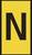 Żółty prostokąt z dużą, czarną literą 'N' pośrodku.