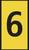 Żółta tarcza z czarną cyfrą '6', prawdopodobnie symbolizuje numerację lub hierarchię.