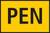 Żółte tło przedstawia duże czarne litery słowa 'PEN'.