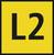 Obraz przedstawia żółty kwadrat z czarnym napisem 'L2' w centrum.