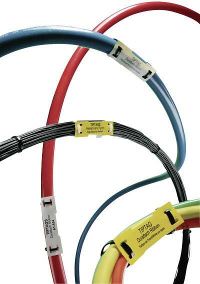 Kable z oznaczonymi etykietami w różnych kolorach i grubościach, opatrzone szczegółowymi informacjami technicznymi.