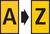 'Symbol z literami A i Z, rozdzielonymi strzałką skierowaną w prawo. Reprezentacja kolejności alfabetycznej lub postępu.'