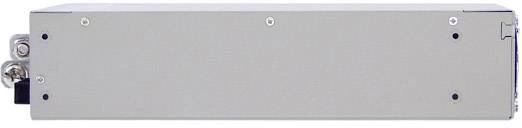 Prostokątne urządzenie elektroniczne z metalową obudową i złączami po lewej stronie.