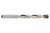 Srebrzysto-szary świder ze stopu metalu z miedzianą końcówką, ułożony w pozycji horyzontalnej. Odpowiedni do wiercenia w metalu i drewnie.