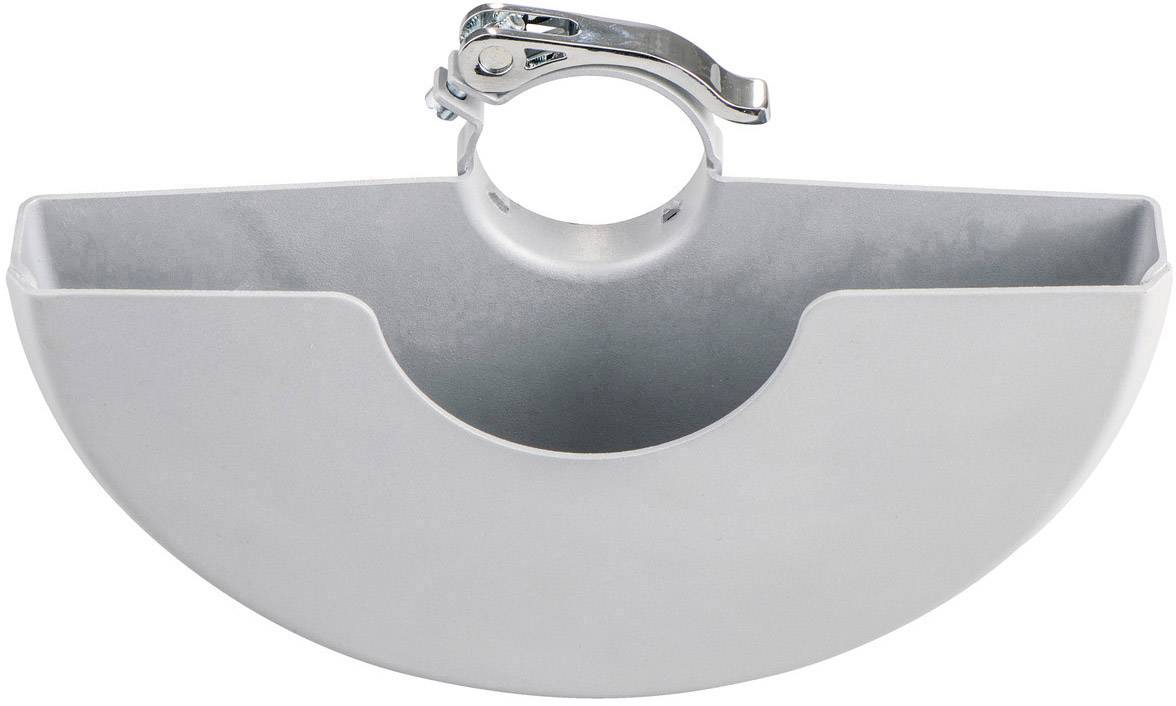 Szary, półokrągły pojemnik z tworzywa sztucznego z srebrnym zaciskiem metalowym na górze, prawdopodobnie przeznaczony do zamocowania na rurze.