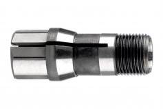Metalowy adapter śrubowy o kształcie cylindrycznym z gwintem na jednym końcu.