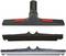 Końcówka odkurzacza z dwoma zdejmowanymi wkładkami: jedną z szczotkami i jedną z paskiem gumowym, przeznaczona do czyszczenia różnych powierzchni.