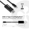 Kabel USB 3.1 Typ-C do DisplayPort, dwukierunkowe, wtyk/wtyk, 1,8 m. Prezentuje złącza, długość przewodu i grubość kabla.