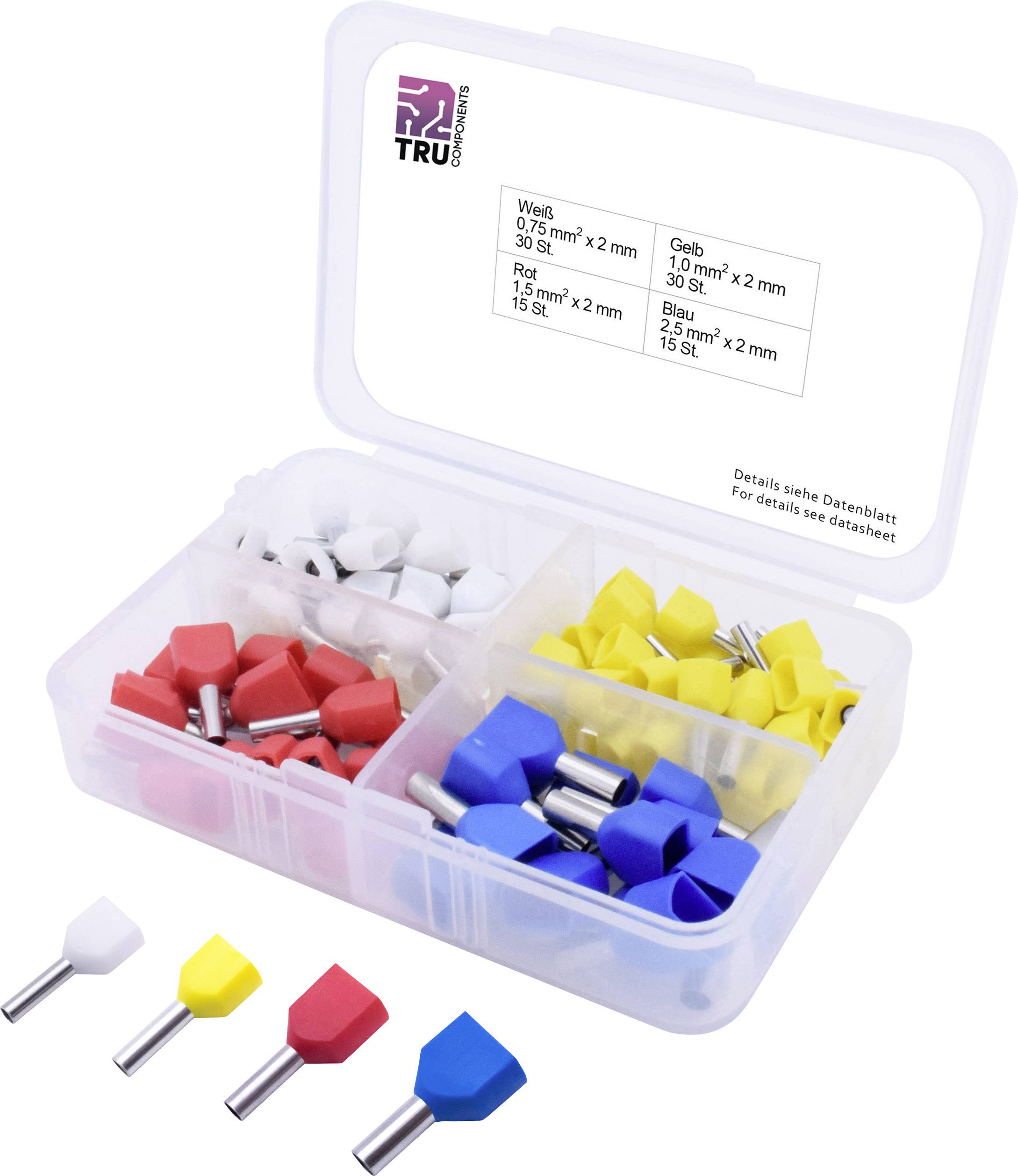 TRU COMPONENTS T1903C021 Комплект трубчастих наконечників, частково ізольованих, 0,75 мм², 90 шт.