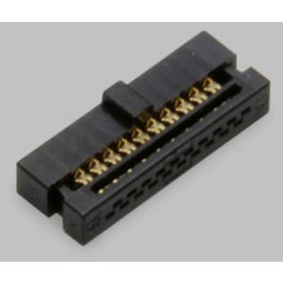 Czarny elektryczny złącz z kontaktami w kolorze złotym, odpowiedni do urządzeń elektronicznych.