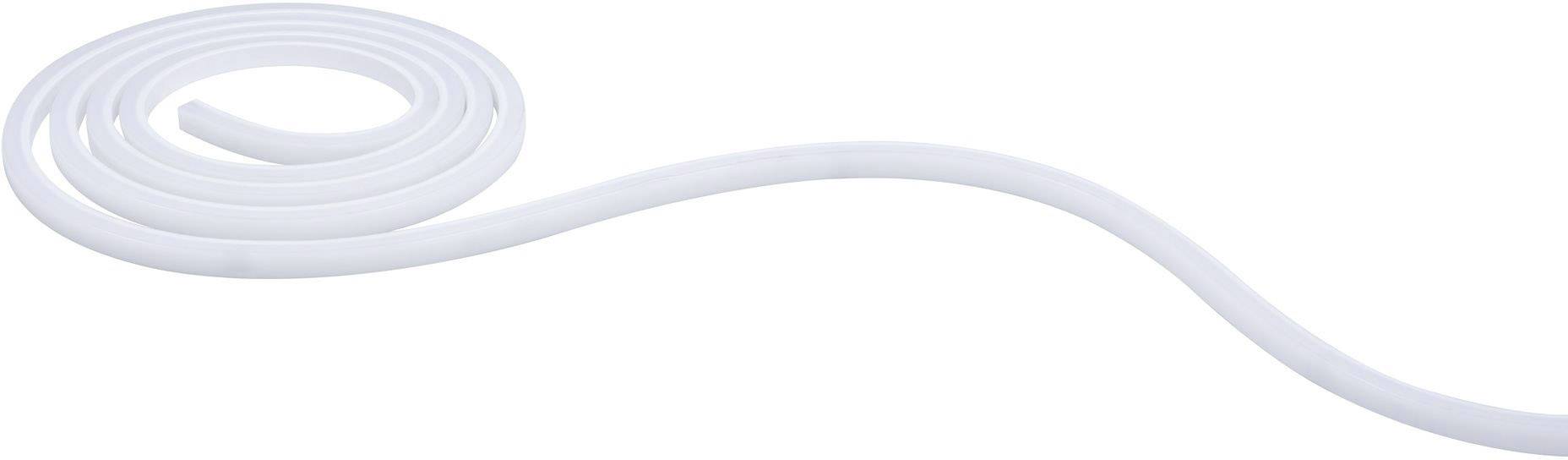Długi, biały przewód rurowy jest zwinięty w luźną spiralę i leży na białym tle.
