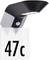 Podświetlona tabliczka z numerem domu z czarną osłoną świetlną. Numer '47c' w dużych czarnych cyfrach na białym tle.