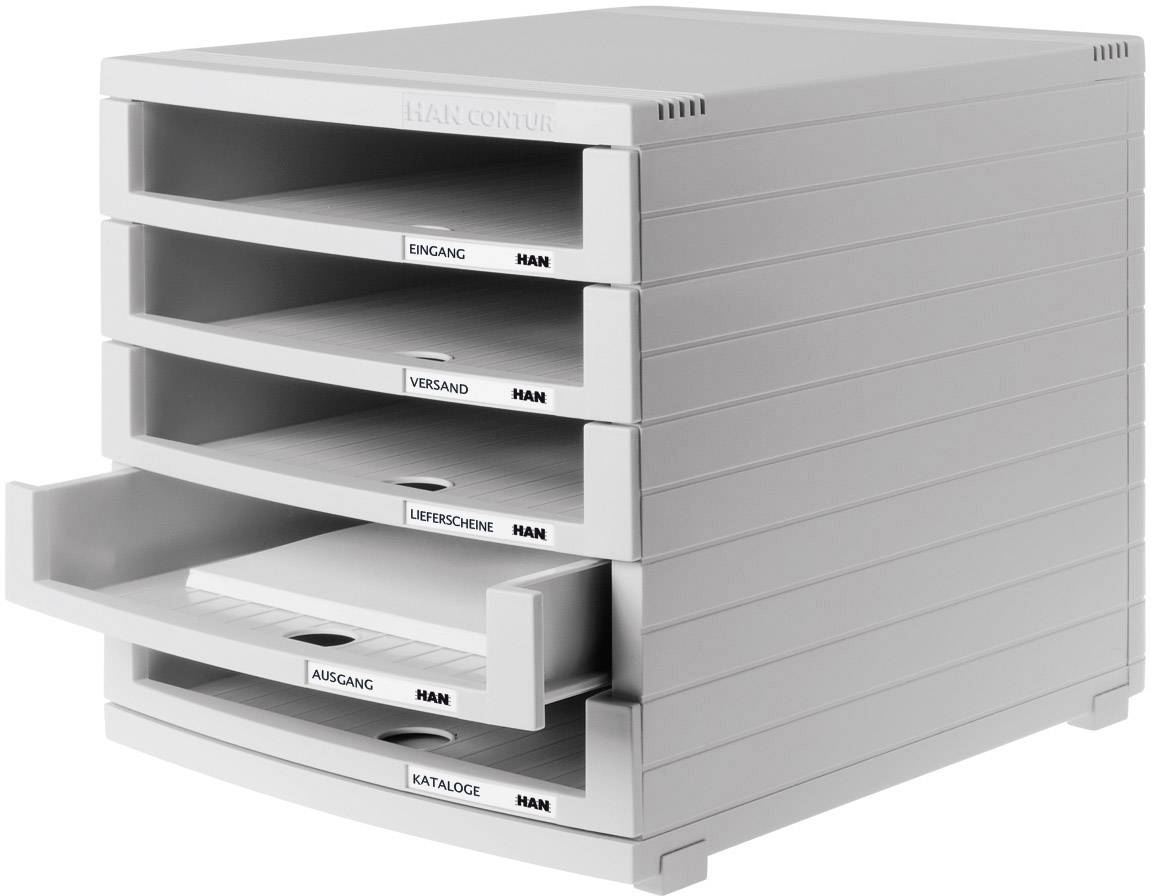 Шафа з шухлядами HAN 1505-0-11 глянцево-сіра DIN A4, DIN B4, DIN C4 Кількість шухляд: 5