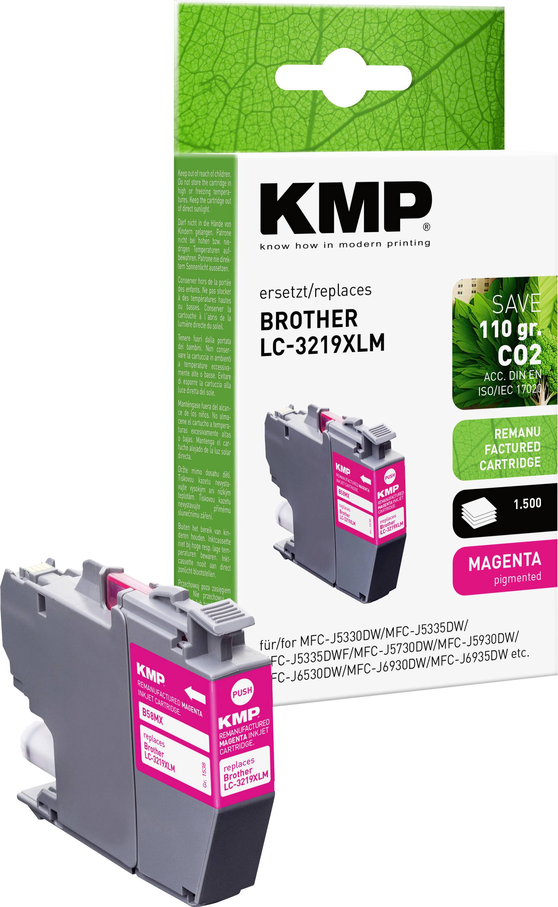 Запасний чорнильний картридж KMP Brother LC-3219XLM, пурпуровий, B58MX 15384006
