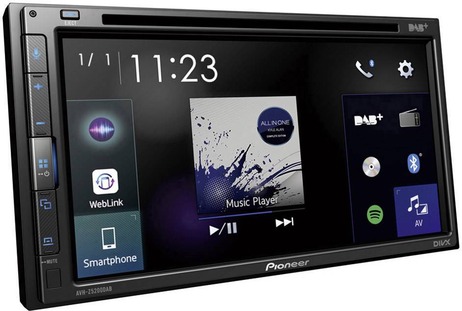 Медіаплеєр Pioneer AVH-Z5200DAB з двома DIN-дисками, DAB+ тюнер, комплект Bluetooth® Hands-free, роз'єм для камери заднього виду