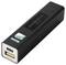 Czarny przenośny powerbank z portami USB i micro-USB, wskaźnikiem LED statusu oraz logo BASETech na górnej powierzchni.