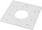 Kwadratowa, biała płyta montażowa z centralnym otworem i kilkoma mniejszymi otworami mocującymi.