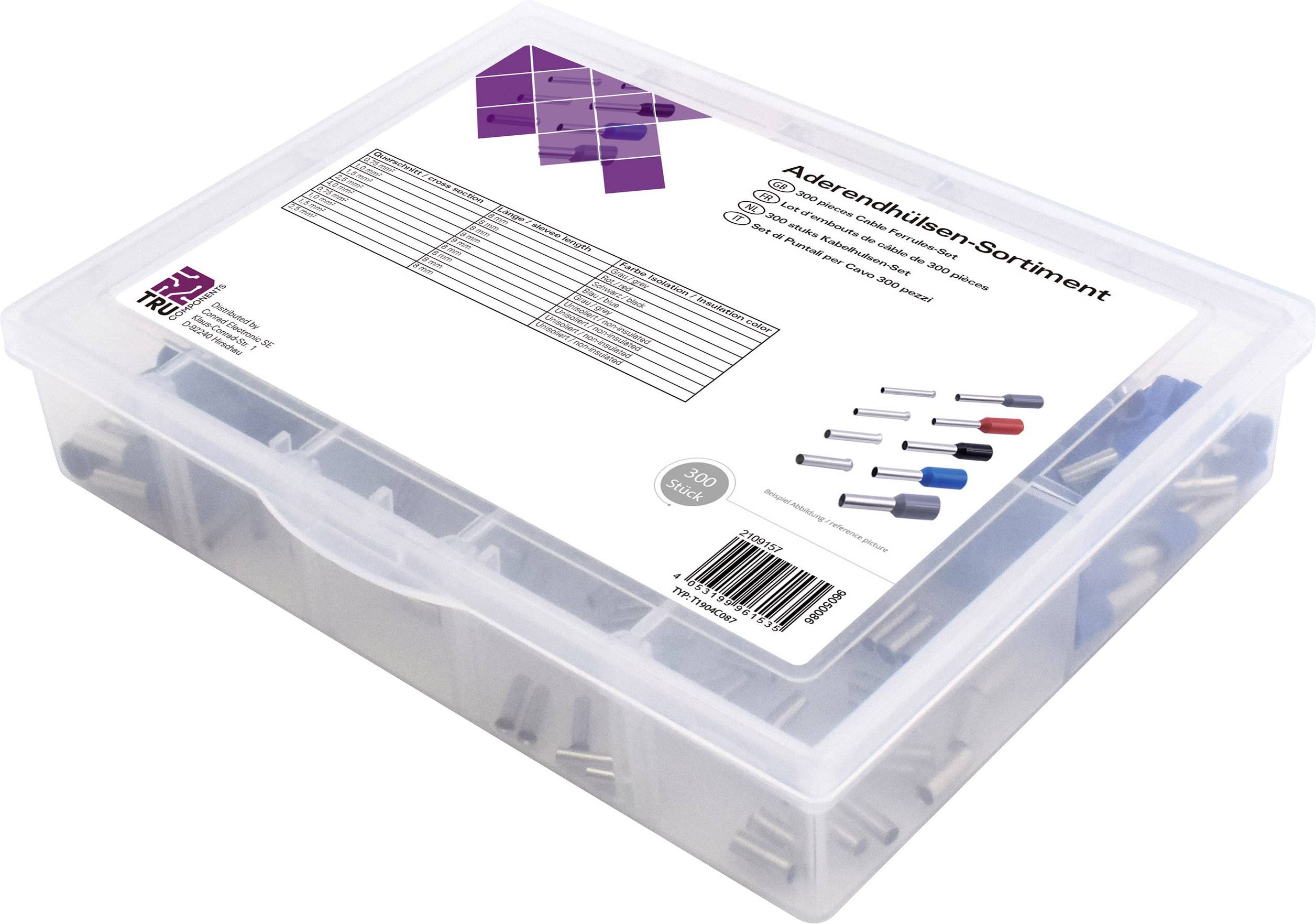 Набір трубчастих клем TRU COMPONENTS T1904C087, частково ізольовані, 4 мм² x 10 мм, 300 штук