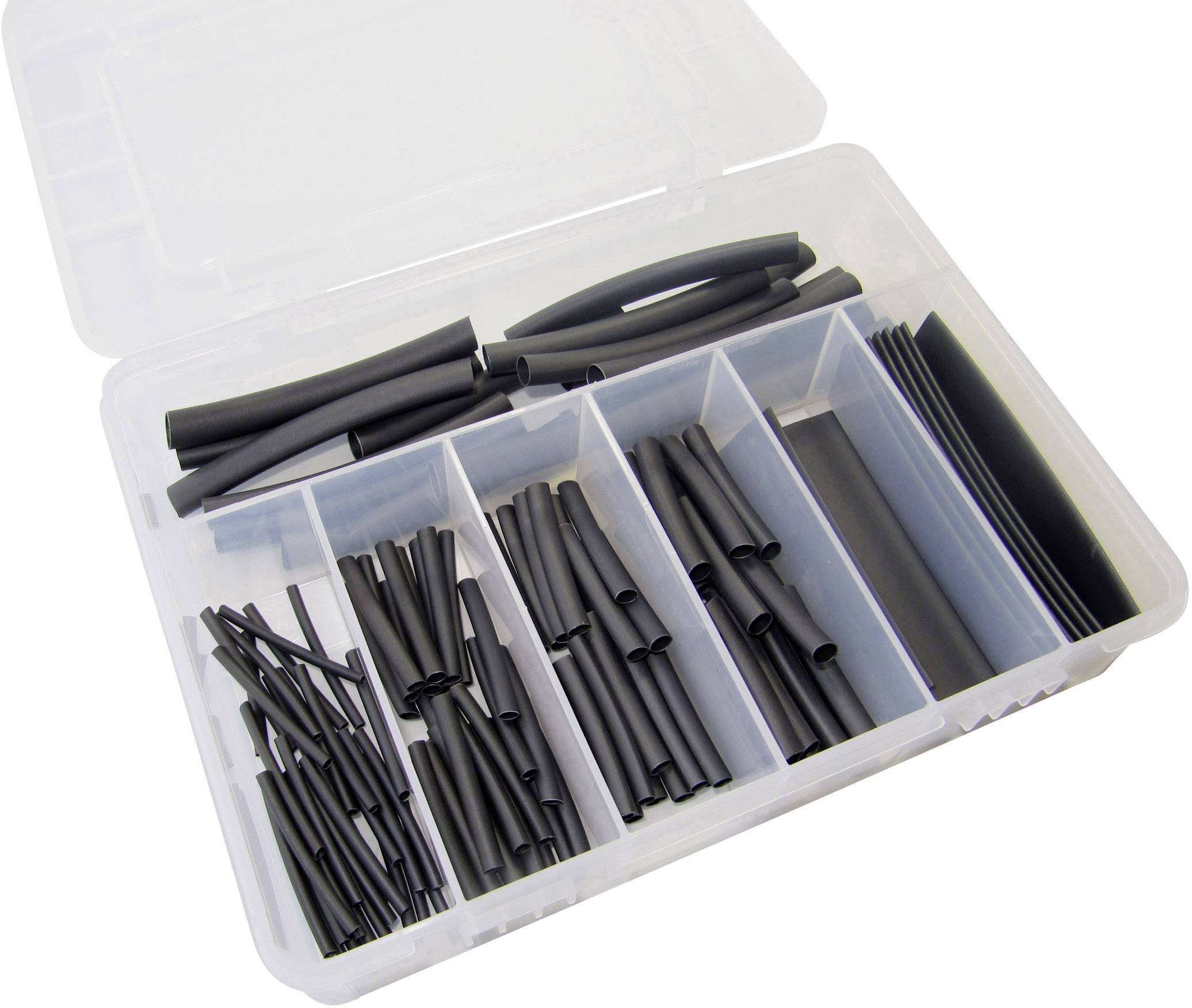 Комплект термоусадочних трубок Hongshang S-127 чорного кольору, коефіцієнт усадки: 2:1, 127 штук