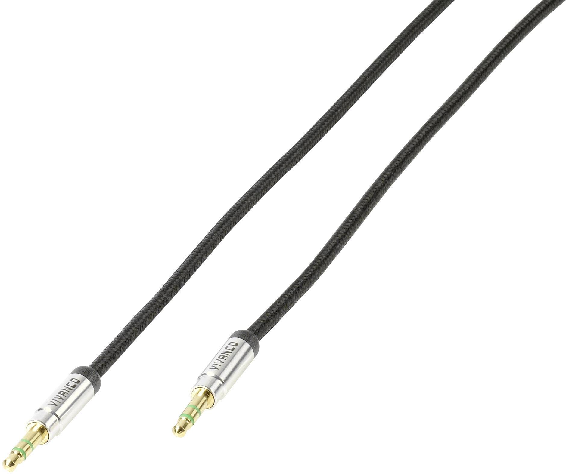 Czarny kabel audio z dwoma stereofonicznymi wtykami jack 3,5 mm.