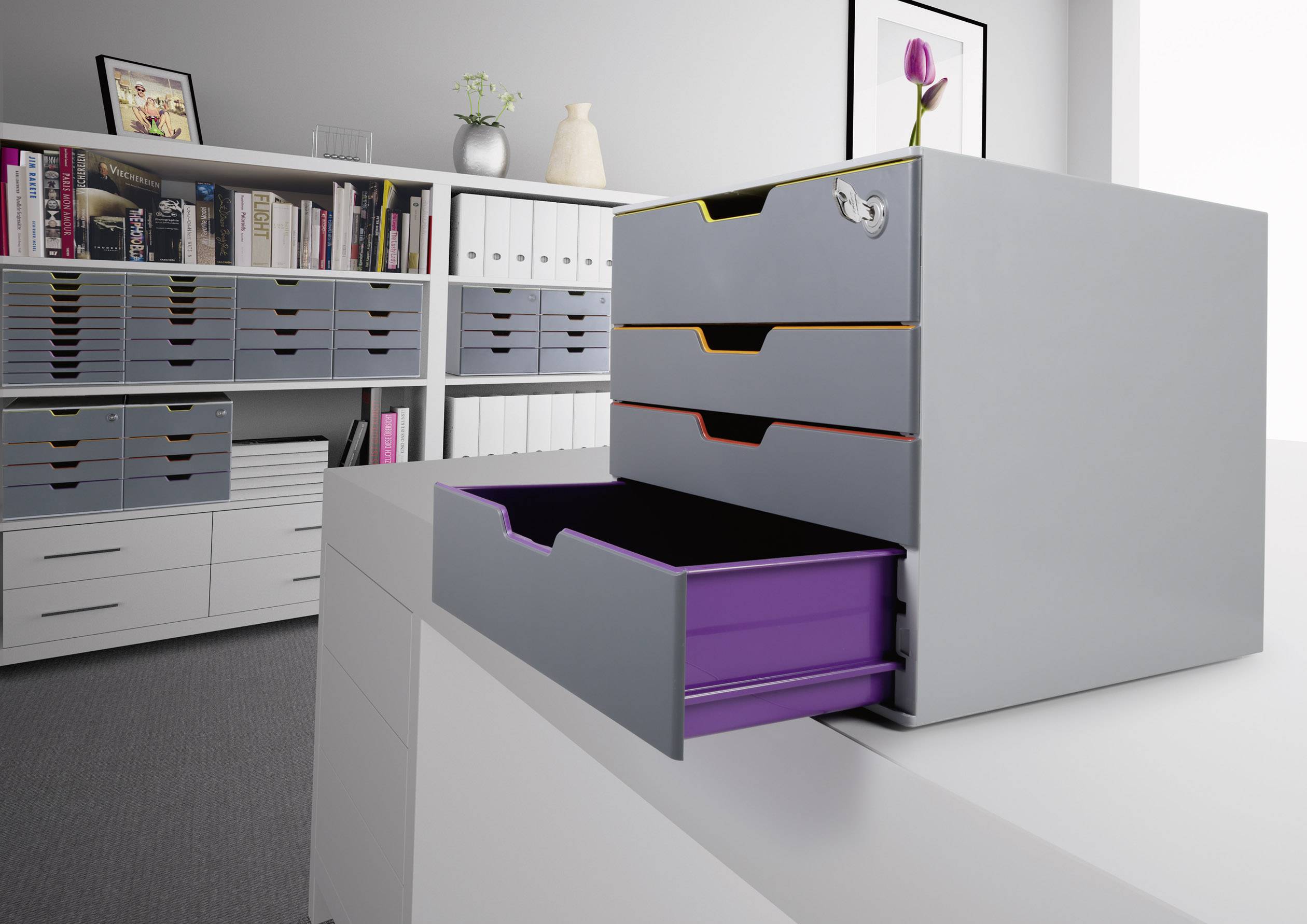 Шафа з шухлядами Durable 760627 сіра DIN A4, DIN C4, Folio, Letter Кількість шухляд: 4