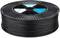Rolka z czarnym filamentem przeznaczonym do druku 3D. Szpula jest duża i posiada niebieską etykietę pośrodku.