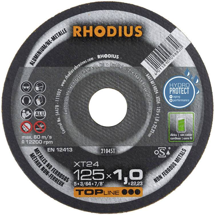 Прямой отрезной диск Rhodius XT24 210450, 115 мм, 1 шт., для цветных металлов.