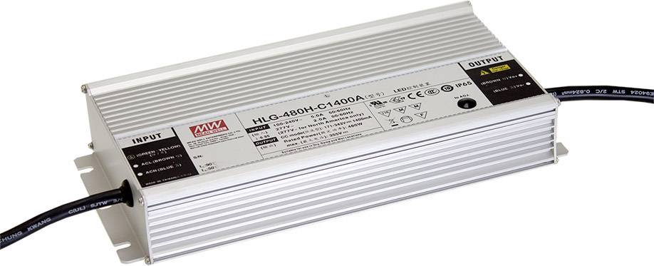 Драйвер для світлодіодів MEAN WELL HLG-480H-54AB з постійною напругою, 480,6 Вт, 4,4 - 8,9 A, 45,9 - 56,7 В/DC, функція дімування 