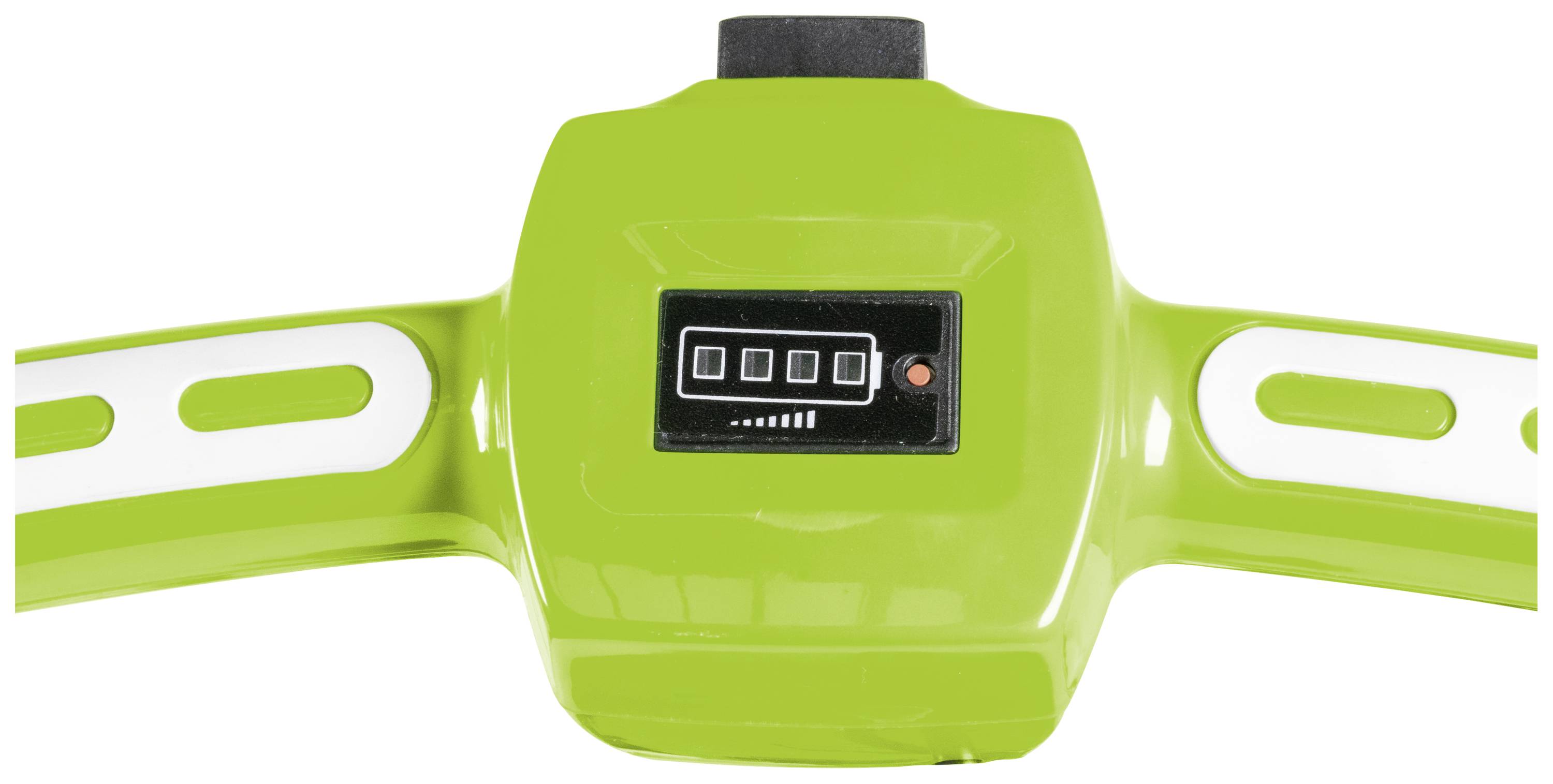 Zielony licznik ręczny z wyświetlaczem cyfrowym pośrodku.