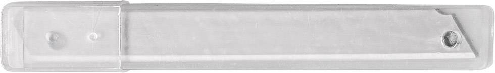 Przezroczysta osłona bezpieczeństwa na ostrze, chroniąca przed skaleczeniami, typowe wyposażenie narzędzi do majsterkowania lub cięcia.