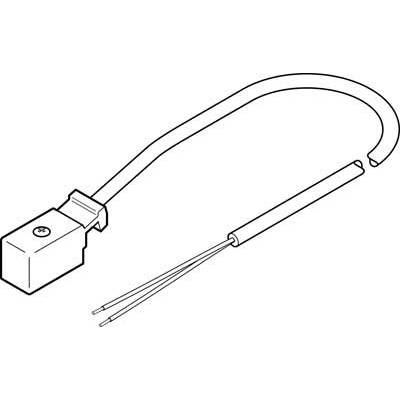 Czarno-biała techniczna ilustracja elektrycznego elementu grzewczego z prostokątnym korpusem, dwoma przewodami i zakrzywionym przewodem.