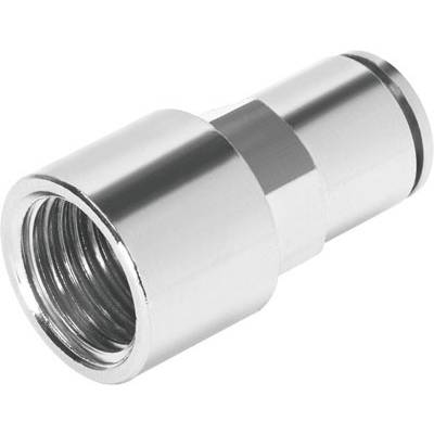 Chromowany zawór metalowy z gwintem wewnętrznym, który może być stosowany w systemach hydraulicznych lub pneumatycznych.