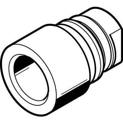 Ilustracja cylindrycznego metalowego złącza gwintowanego, typowego dla systemów hydraulicznych lub pneumatycznych.
