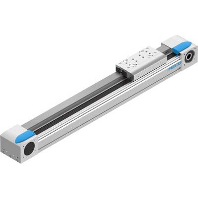 Liniowy siłownik elektryczny w niebiesko-szarej kolorystyce, przeznaczony do precyzyjnego pozycjonowania w zastosowaniach z zakresu automatyki przemysłowej.