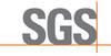 Obraz przedstawia logo 'SGS', składające się z dużych szarych liter. Cienka pomarańczowa linia przebiega poziomo przez logo.