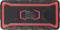 Powerbank 'Voltcraft' w kolorze czarno-czerwonym z technicznymi specyfikacjami pośrodku. Idealny do zastosowań outdoorowych dzięki wytrzymałej konstrukcji.