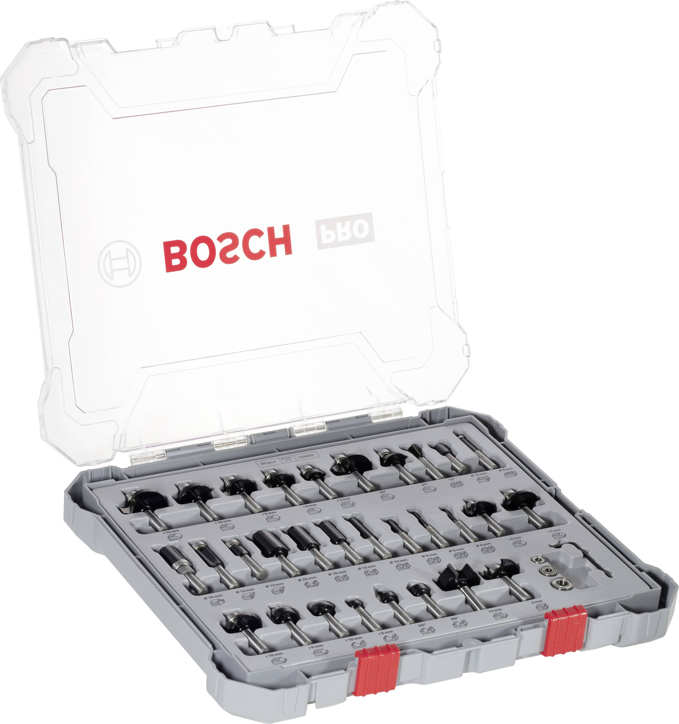 Zestaw frezów, chwyt 8 mm, 30 sztuk Bosch Professional 2607017475
