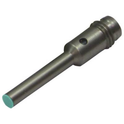 Metalowy cylinder ze zielonkawym czubkiem, prawdopodobnie część narzędzia lub maszyny.