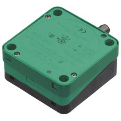 Zielona elektroniczna skrzynka z czarnymi krawędziami i czterema punktami mocowania w każdym rogu. Srebrne złącze w prawym górnym rogu.