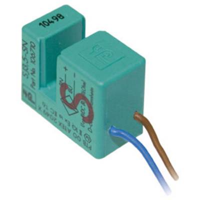 Elektroniczny moduł w zielonej plastikowej obudowie z dwoma wystającymi przewodami. Oznaczenie wskazuje numer modelu i szczegóły techniczne.