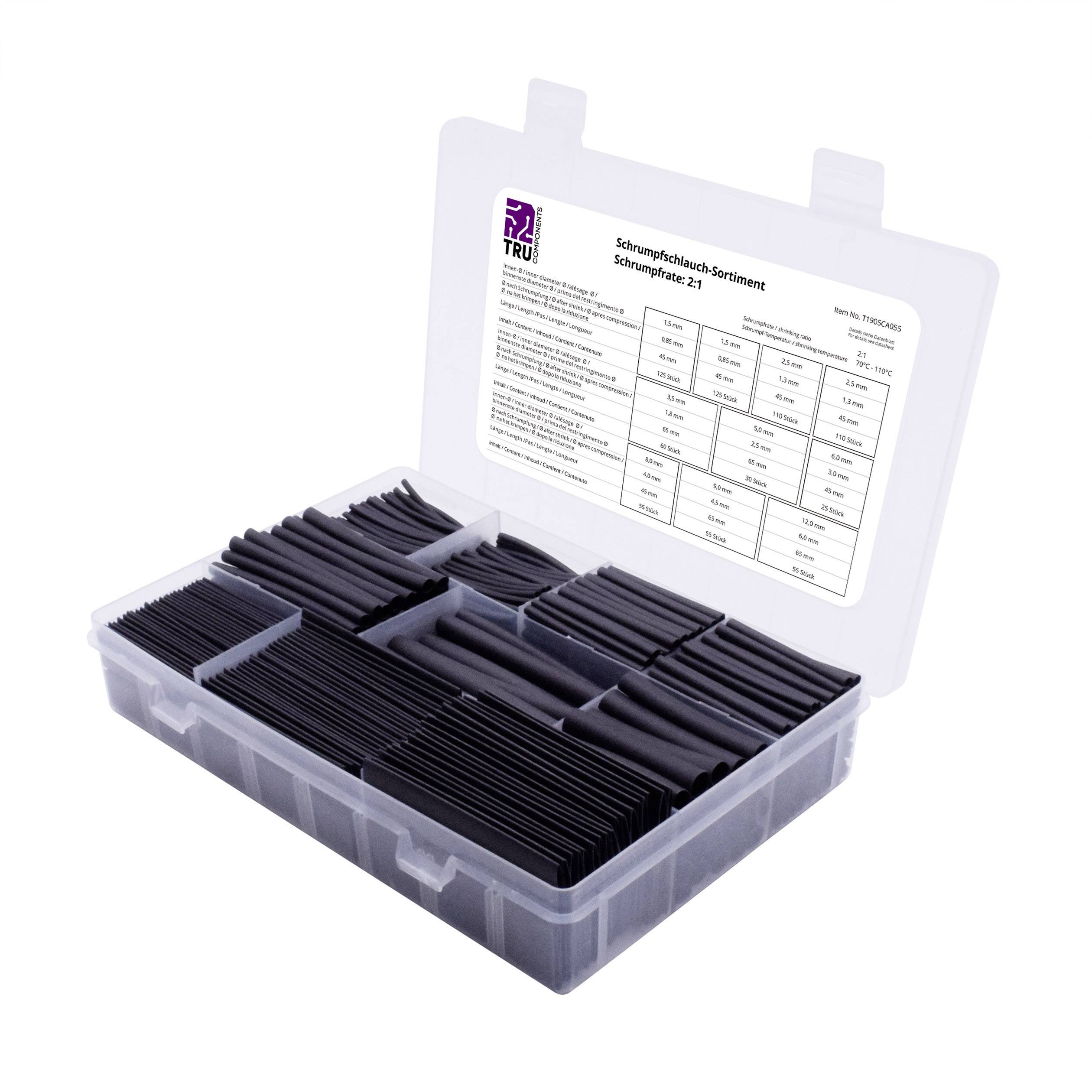 Комплект термоусадочних трубок TRU COMPONENTS T1905CA055, 2:1, 750 деталей