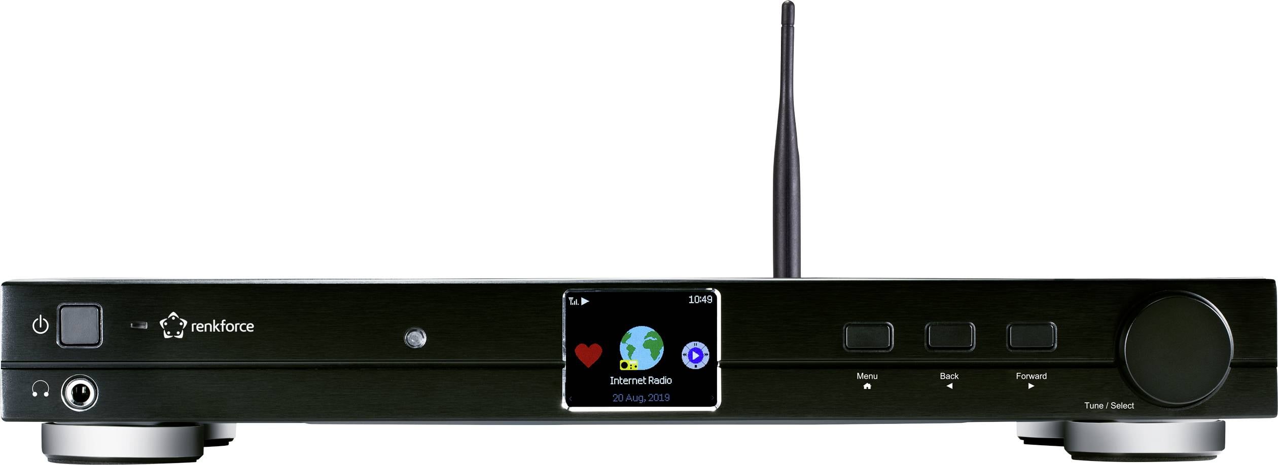Radio internetowe Renkforce RF-DAB-IR1700, DAB+, fale metrowe (VHF), Internet, obsługa DLNA, czarny